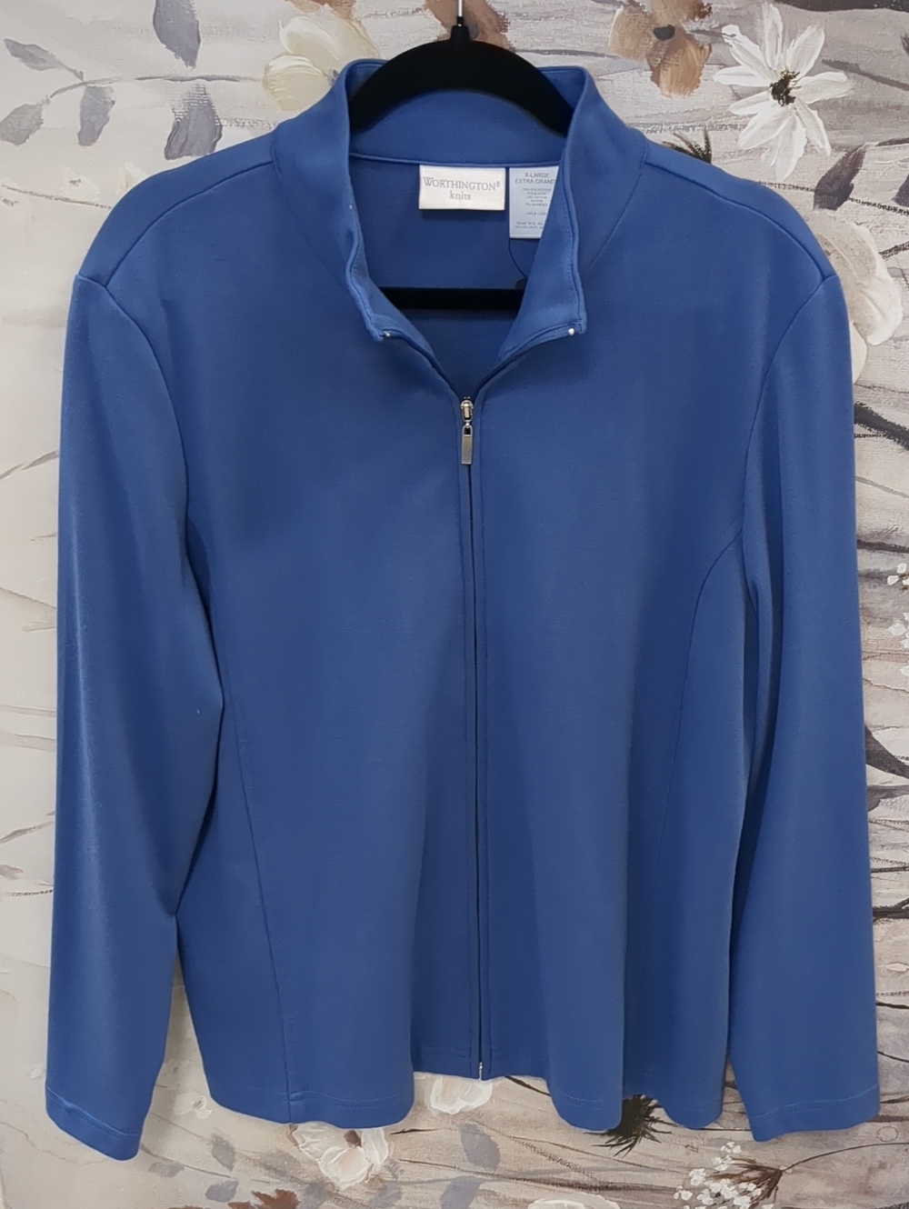Worthington Royal Blue Zip-Front Knit Jacket